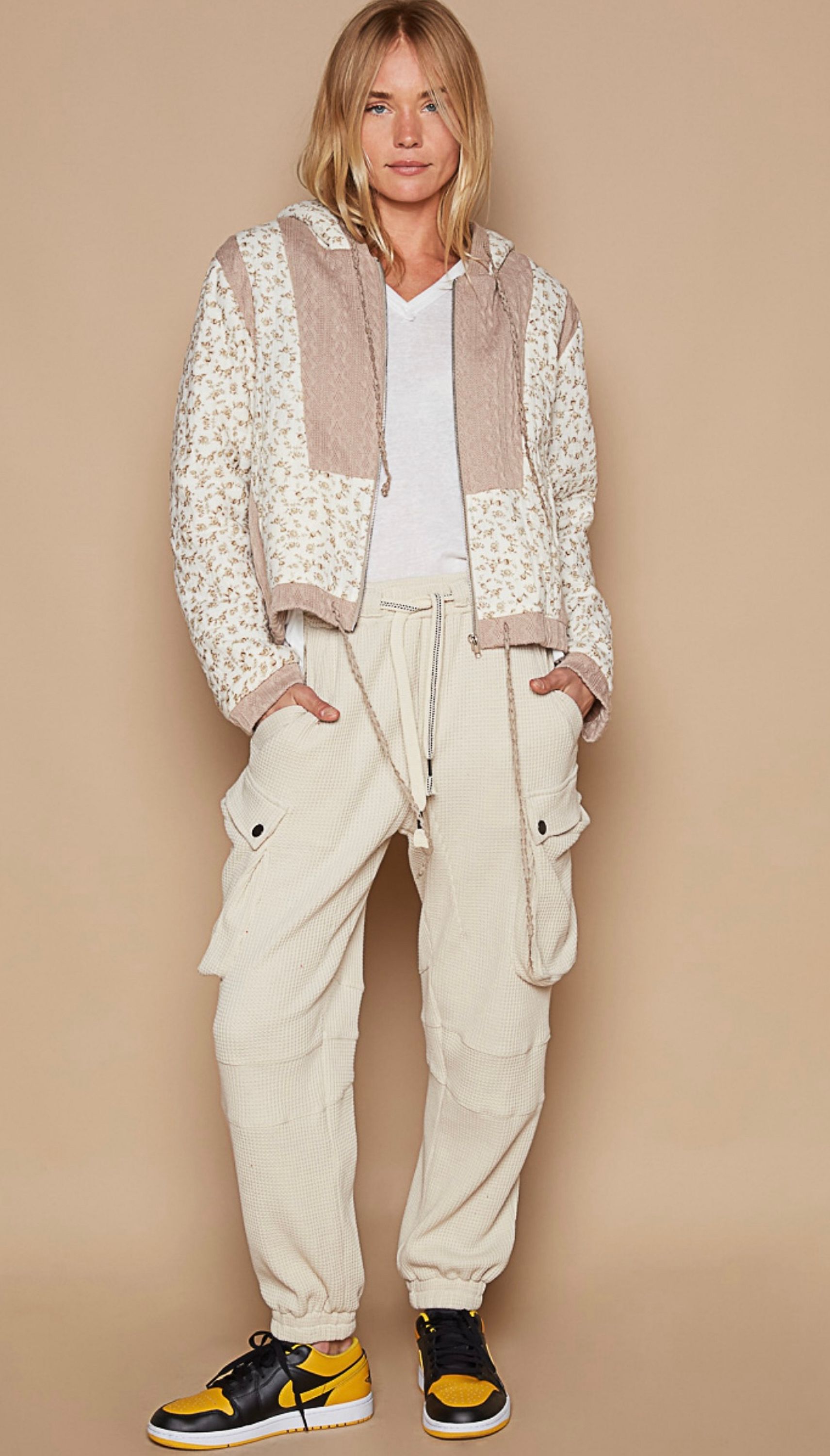 POL Ivory & Beige Floral Jacket