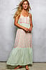Pol Clothing Mint & Hot Pink Maxi Dress