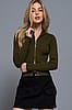 Olive Two Way Zip Sweater
