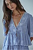 By Together Blue & White Stripe Tie Front Top