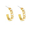 Gold CZ and MOP Bezel Set Hoop Earrings