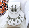 Vintage 1940s Onyx Choker Etruscan Style Necklace and Earrings Set in Sterling Silver