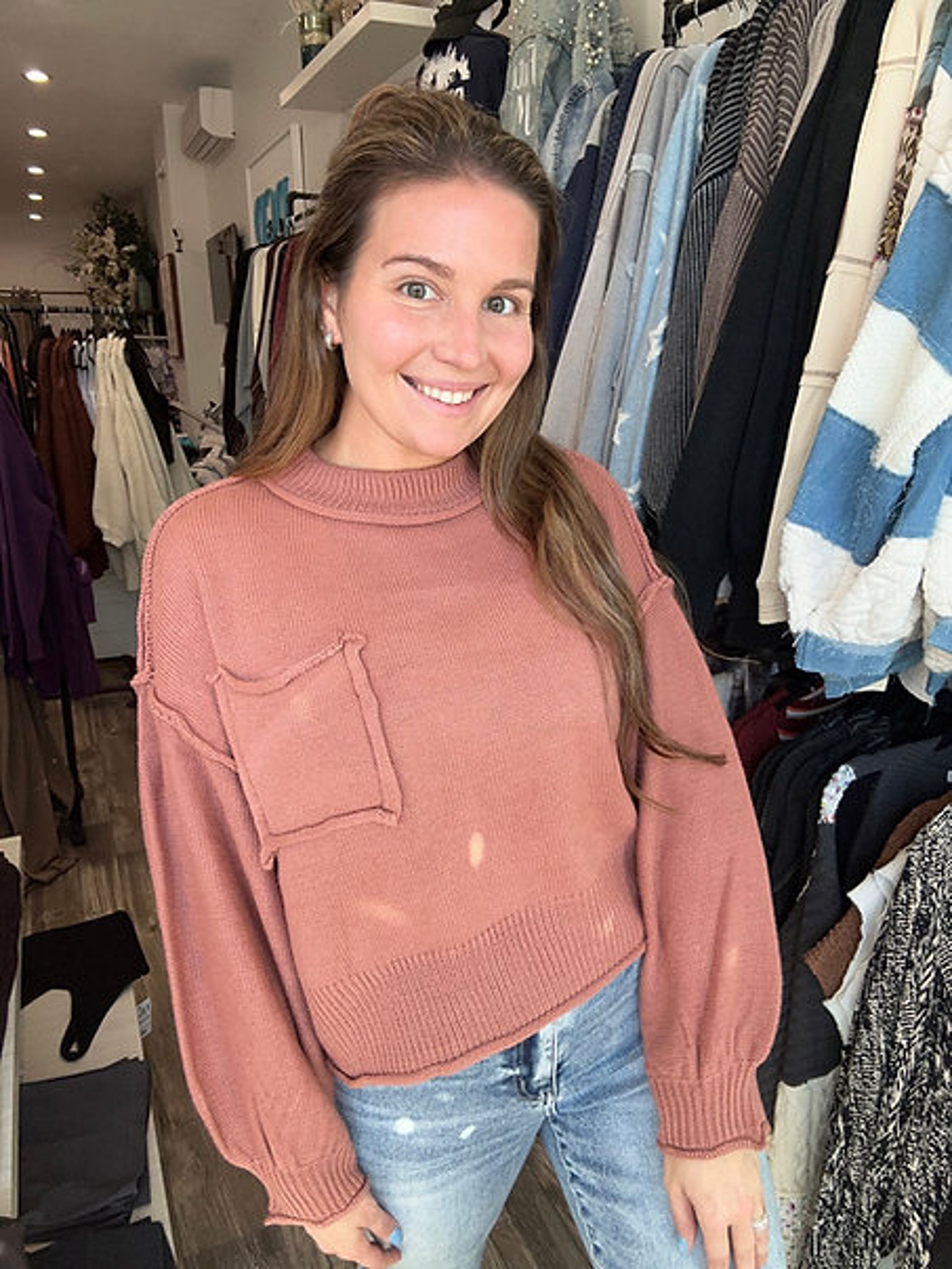 Audra Exposed Seam Sweater
