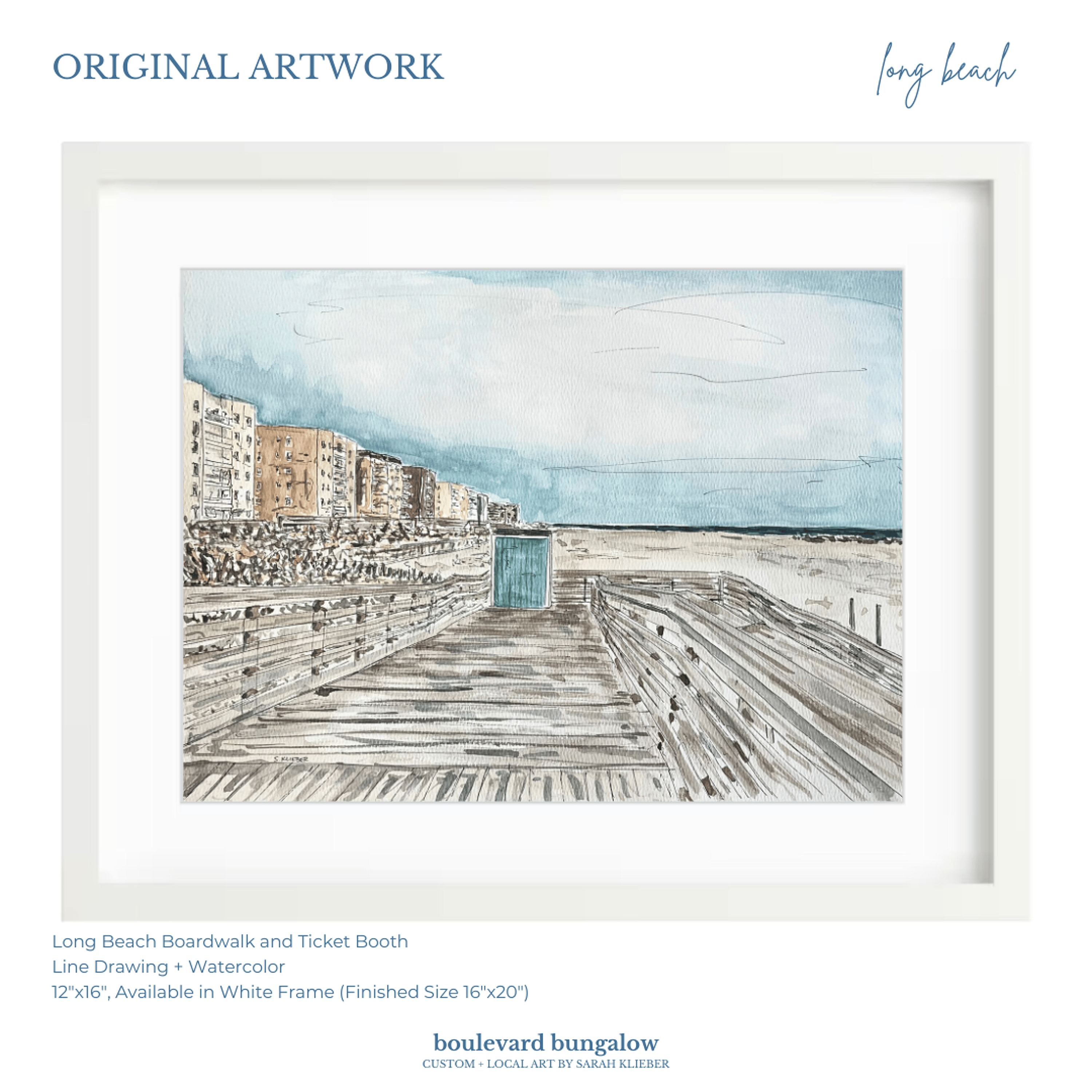 Long Beach Ticket Booth and Boardwalk 12"x 16"