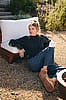 In February Charcoal & Olive Woodland Plaid Back Cable Knit Sweater