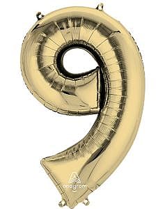 White Gold  34" Mylar Helium Balloon (0-9)