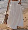 Promesa long white elastic band skirt 