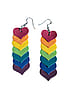 Medium Leather Heart Rainbow Earrings