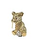Vintage Jomaz Rhinestone Bear Pin - Red Glass Eyes