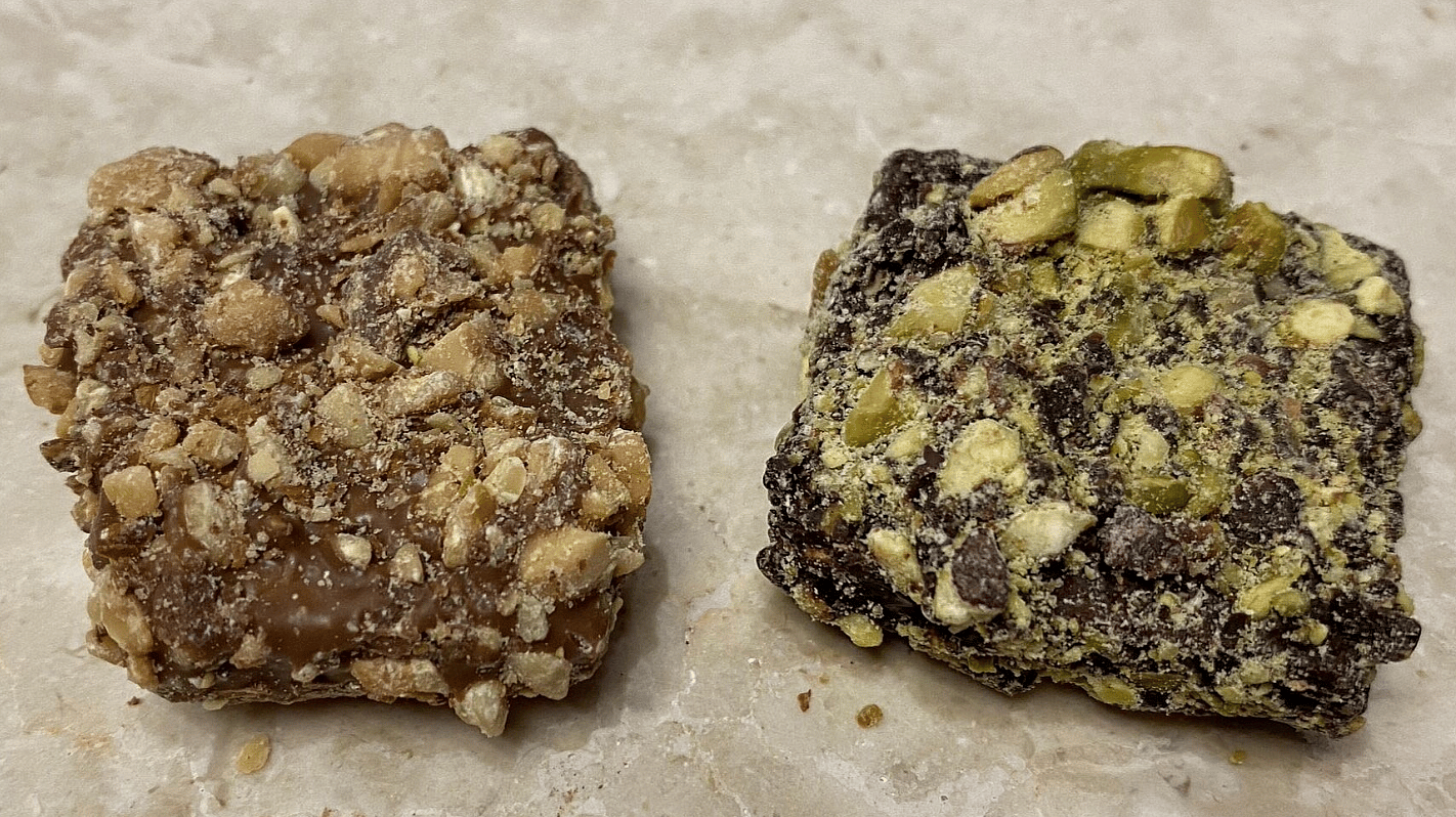 Milk Almond And Dark Pistachio Butter Crunch