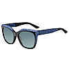 Sospiri Thea Sunglasses- Black with sapphire crystals and blue laserwork