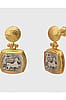 Two-Tone Gold and Rhodium Roman Coin with Chariot Earrings