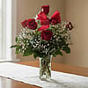 Half Dozen Red Rose Vase