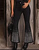 RHINESTONES STRETCH DENIM BELL LEG PANTS