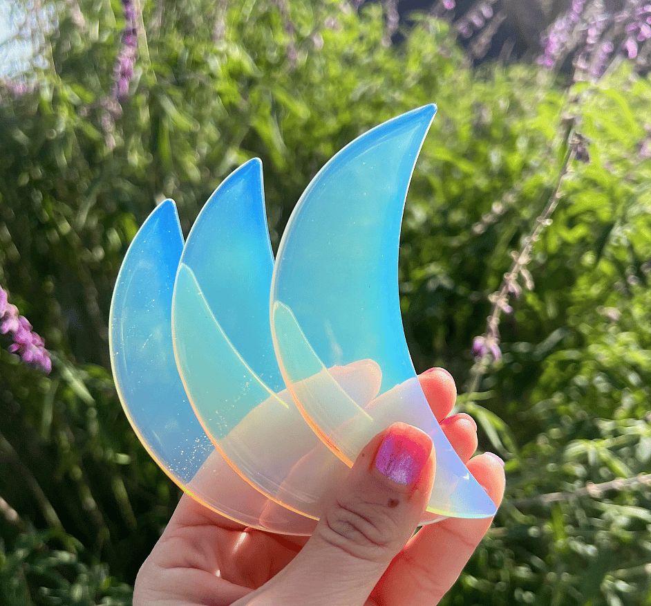 Opalite Glass Crescent Moon Gua Sha