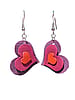 Purple & Orange Leather Heart Earrings