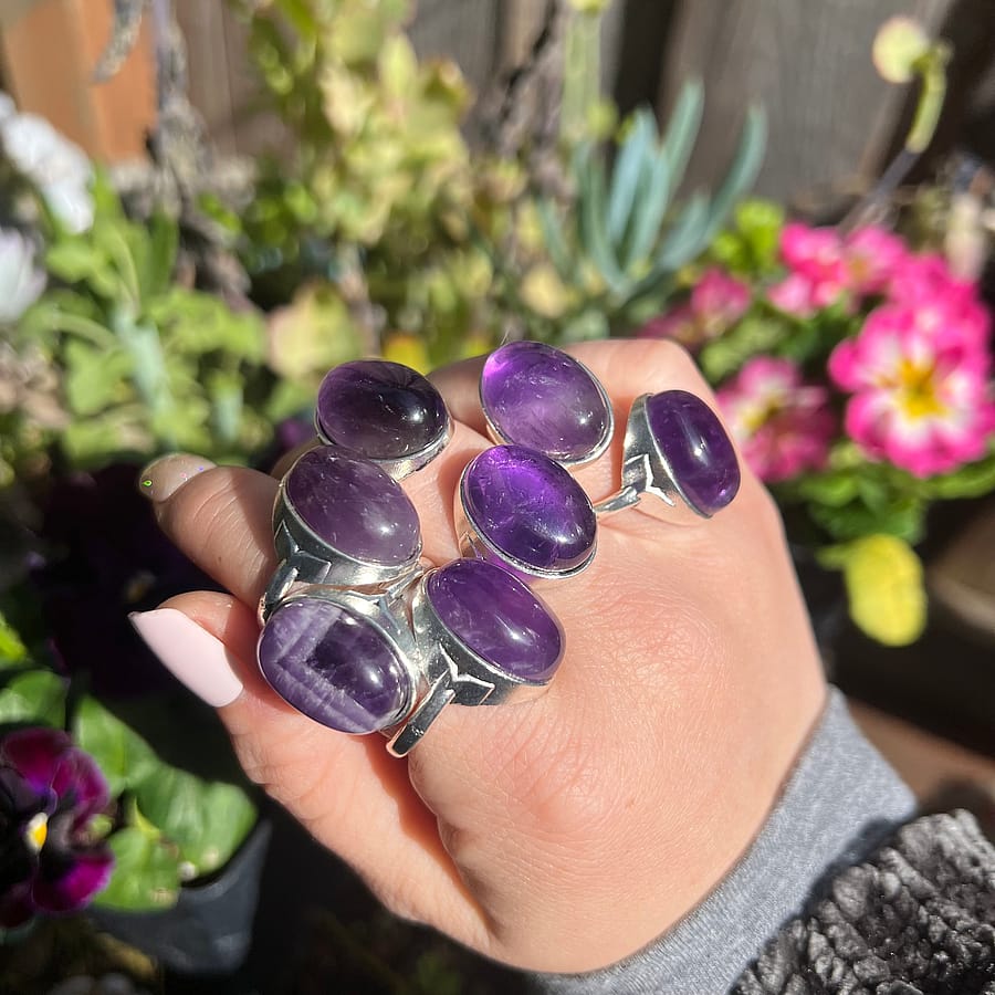 Amethyst or Carnelian Large Oval Ring