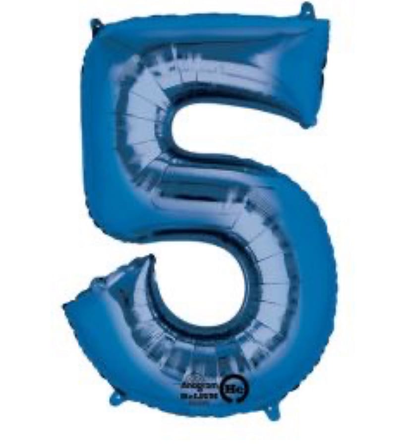 Blue Number  34" Mylar Helium Balloon (0–9) 
