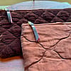 Rust brown silk or silk velvet zipper pouch
