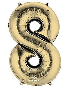 White Gold  34" Mylar Helium Balloon (0-9)