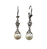 1950s Vintage Dangling Pearl Earrings with Diamonds on leverbacks in 14 karat white gold