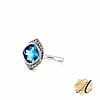 Swiss Blue Topaz Checkerboard Cut Ring in White Gold with Diamond Accents