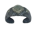 Black Snakeskin Cuff Bracelet with Labradorite & Rhinestones