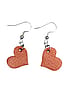 Small Shiny Orange Leather Heart Earrings