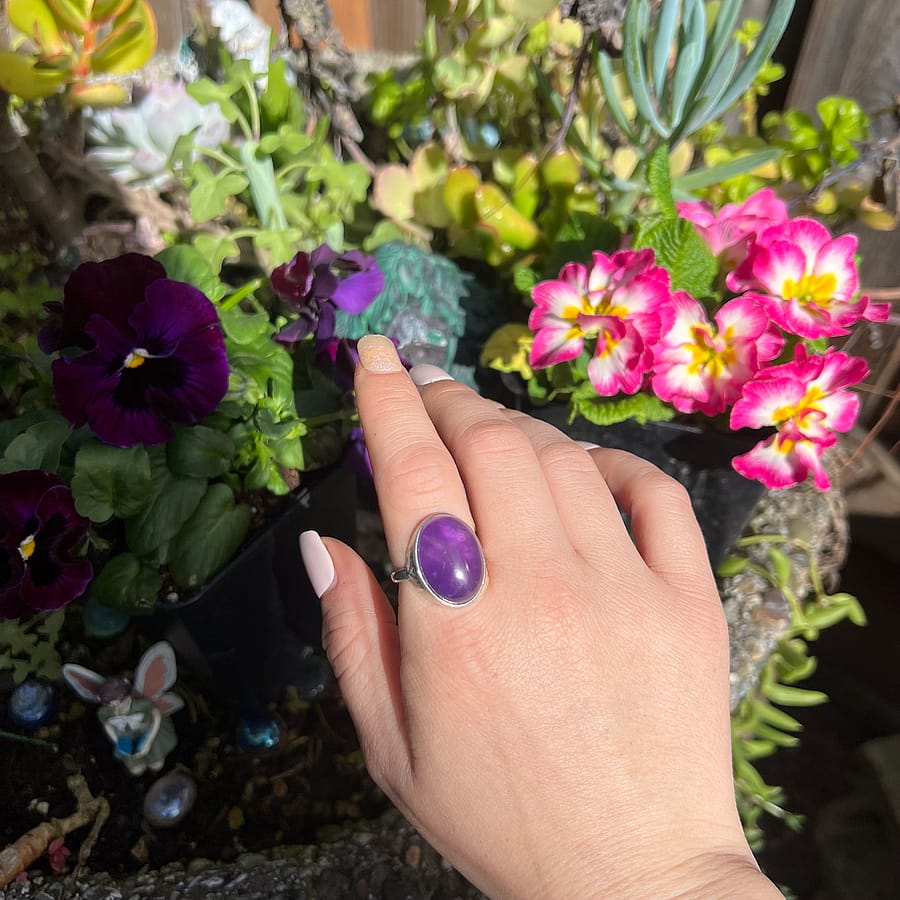Amethyst or Carnelian Large Oval Ring