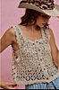 So Me Natural Sequin Embellished Diamond Crochet Vest (M/L)