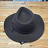 Brown Fedora Hat with Wide Brim and Pinched Crown
