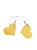 Large Yellow Leather Heart Earrings