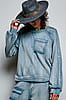 Cloudy Blue Stud French Terry Knit Top