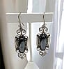 1960s Vintage Long Dangling Earrings With Pyrite in Sterling Silver