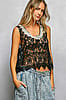 POL Black Crochet Tank Top