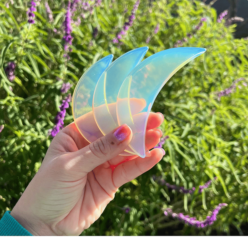 Opalite Glass Crescent Moon Gua Sha