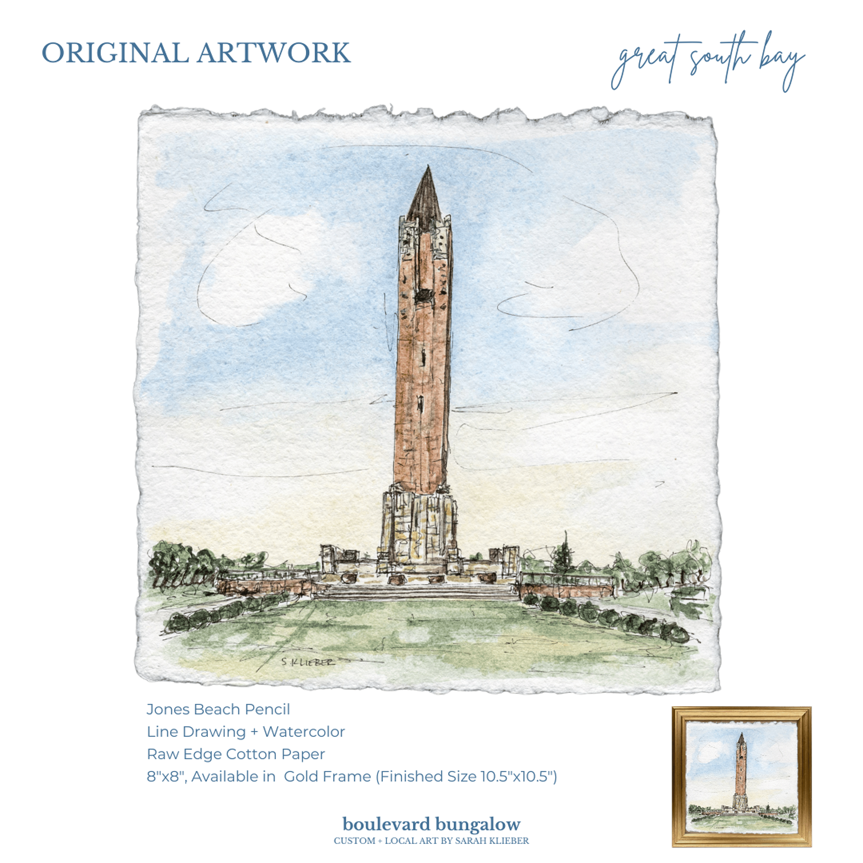 Great South Bay Collection - Jones Beach Pencil 8"x8"