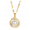 Tisha Circle CZ Pearl Necklace