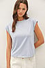 Be Cool Chambray Cap Sleeve Crew Neck T-Shirt