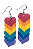 Medium Rainbow Heart Leather Earrings