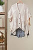 Mello Ivory Butterfly Patch Ruffle Sleeve Cardigan