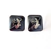Vintage 1940s Niello Siam Screw On Earrings / Sterling Silver