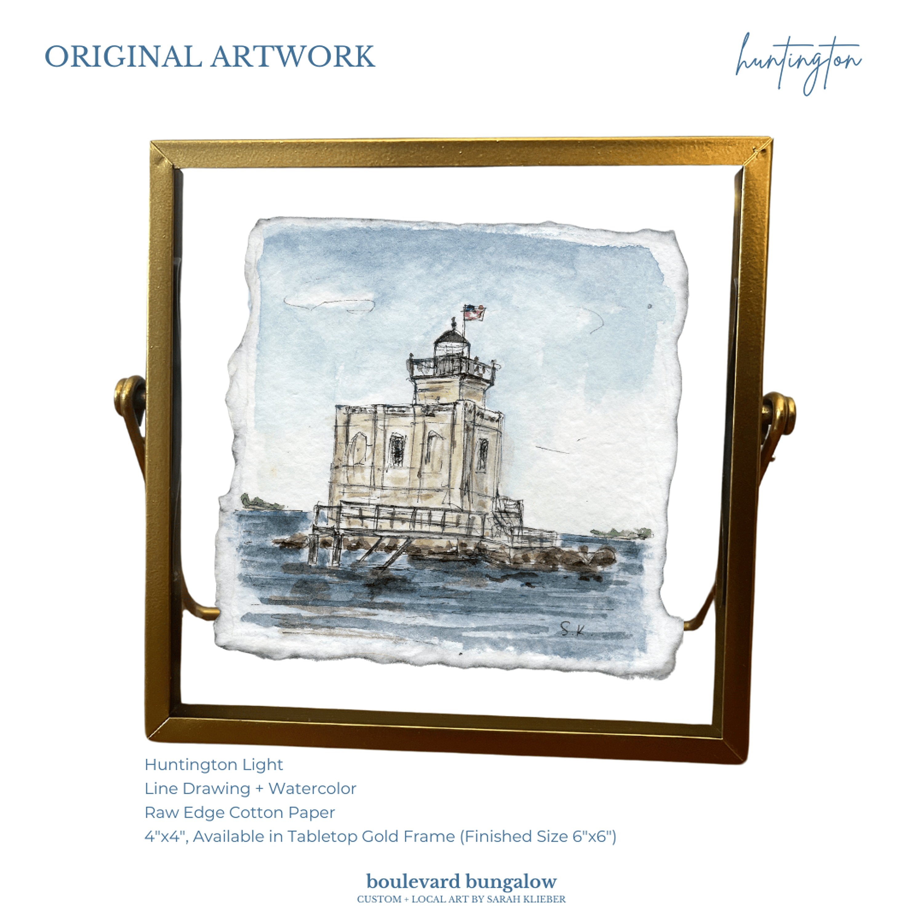 Huntington - Lighthouse Gold Frame 4x4