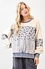 Acid Wash Floral Pullover Top