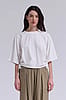 Grade & Gather Off-White Drop Shoulder Side Scrunch Tee (Small)