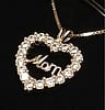 Mom silver Heart pendant ( cubic zircons)