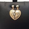 Men Ladies 10k Yellow Real Solid Gold I love You Split Heart Charm Pendant 1.9gr
