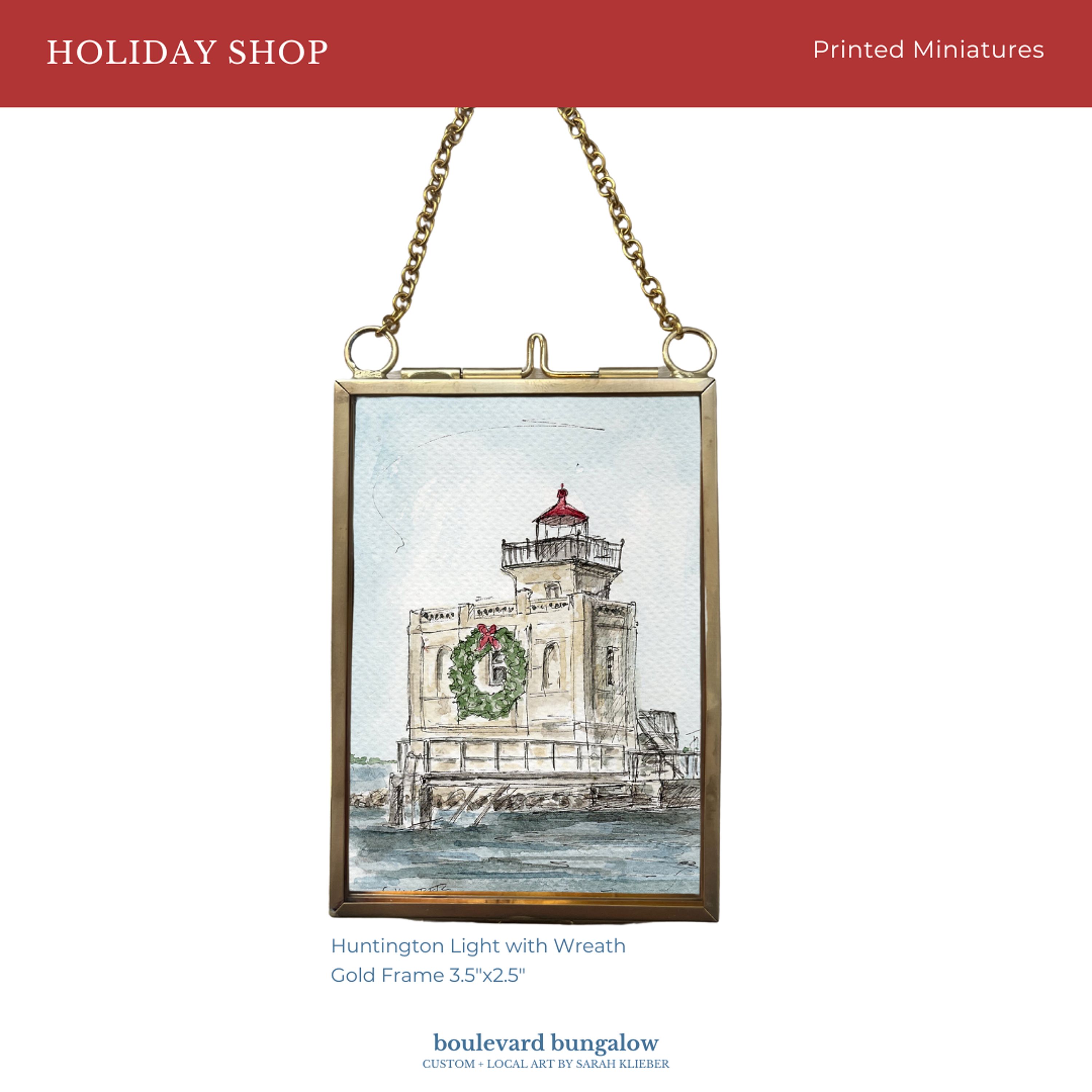 Huntington Light with Wreath – Printed Miniature