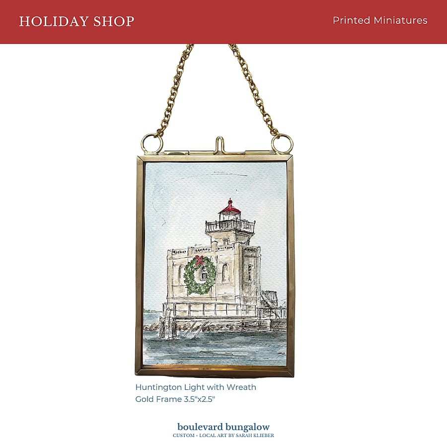Huntington Light with Wreath – Printed Miniature