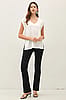 Be Cool White Bamboo Cotton Blend V-Neck Buttery French Terry Top (Small)